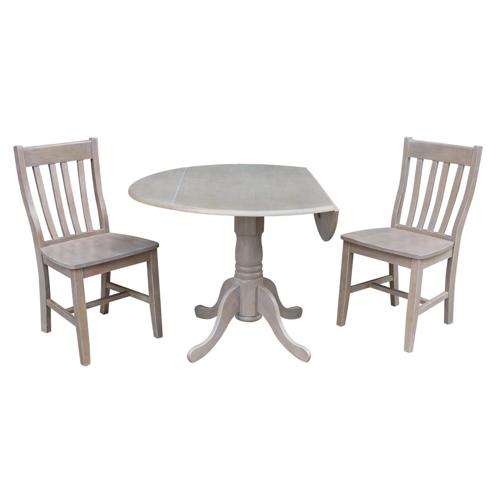 42" Dual Drop Leaf Table With 2 Schoolhouse Chairs