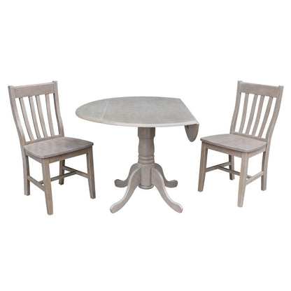 42" Dual Drop Leaf Table With 2 Schoolhouse Chairs