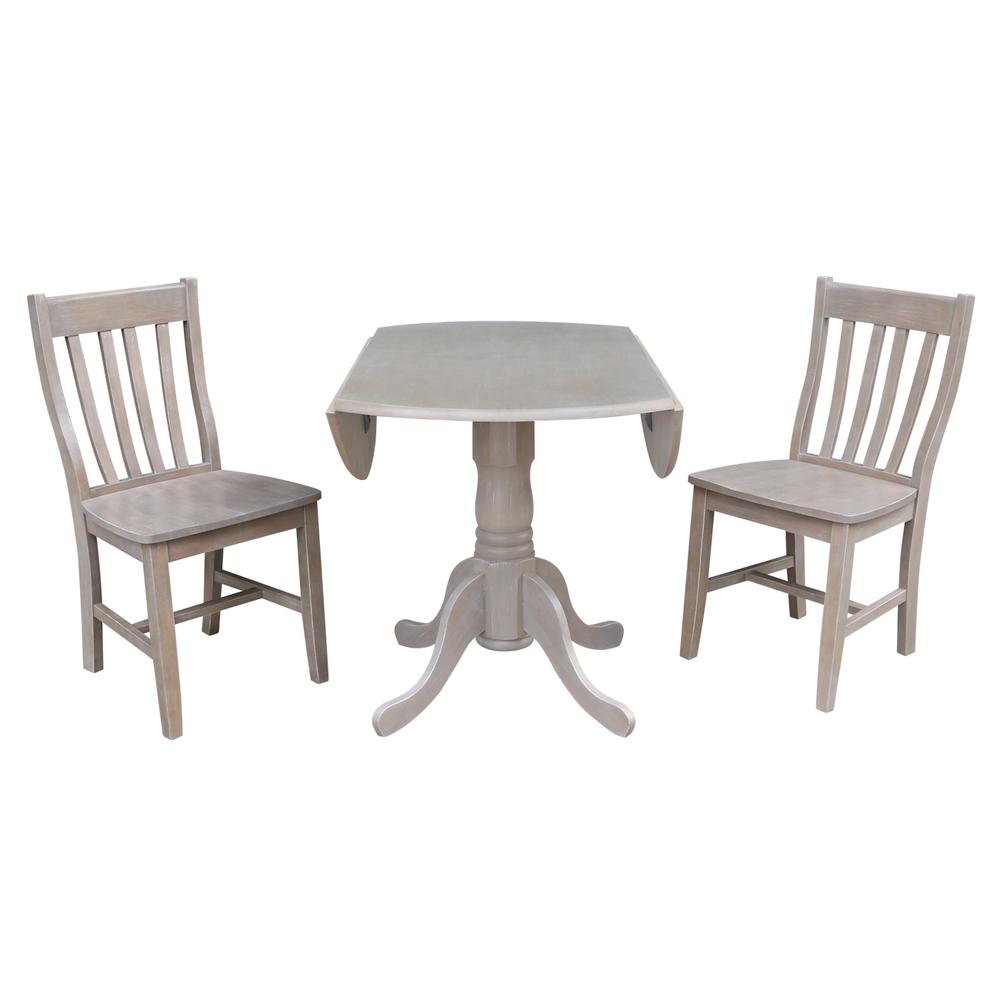 42" Dual Drop Leaf Table With 2 Schoolhouse Chairs