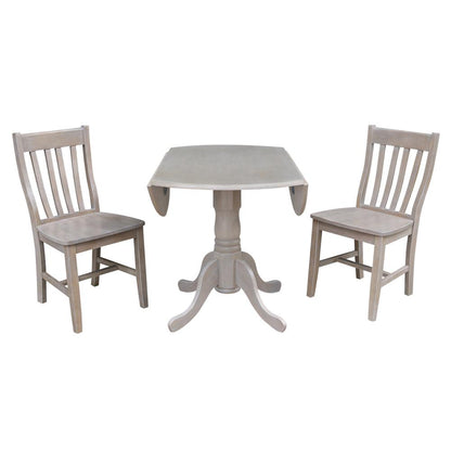 42" Dual Drop Leaf Table With 2 Schoolhouse Chairs
