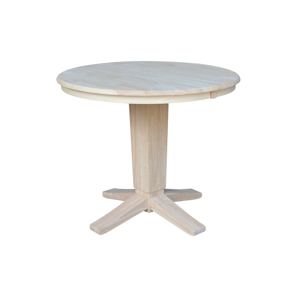 36 in Round Dining Table with 12 in Leaf and 2 Dining Chairs - 3 Piece Set