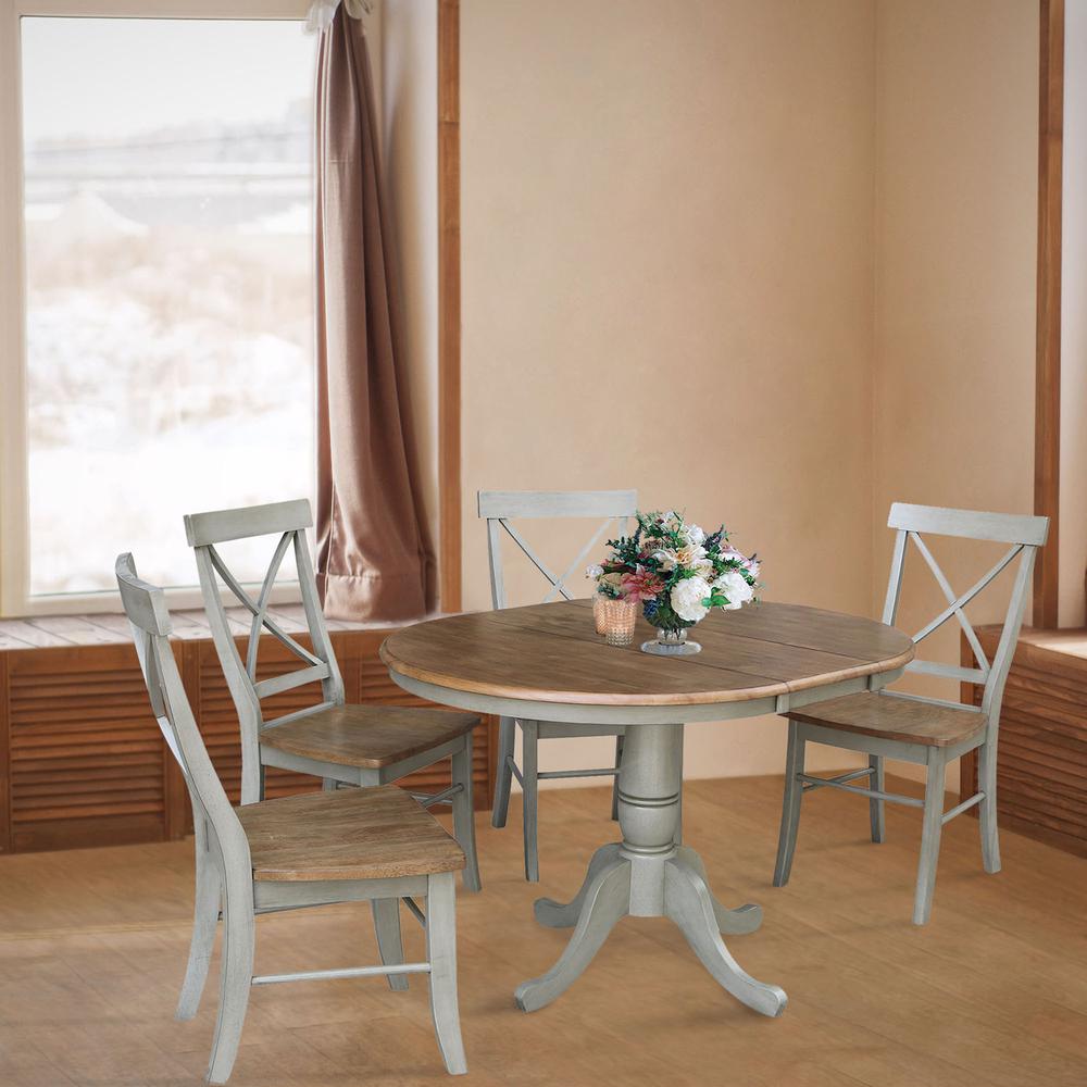 36" Round Extension Dining Table With 4 X-back Chairs - Set of 5 Piece