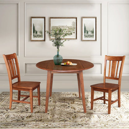 Set of 3 pcs - 42" Round Dual Drop Leaf Table with 2 RTA chairs