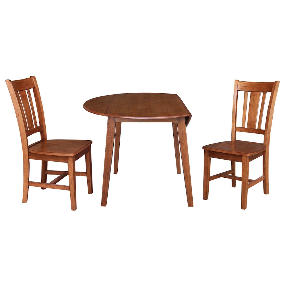 Set of 3 pcs - 42" Round Dual Drop Leaf Table with 2 RTA chairs