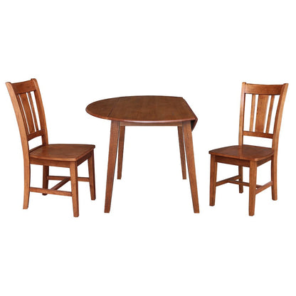 Set of 3 pcs - 42" Round Dual Drop Leaf Table with 2 RTA chairs