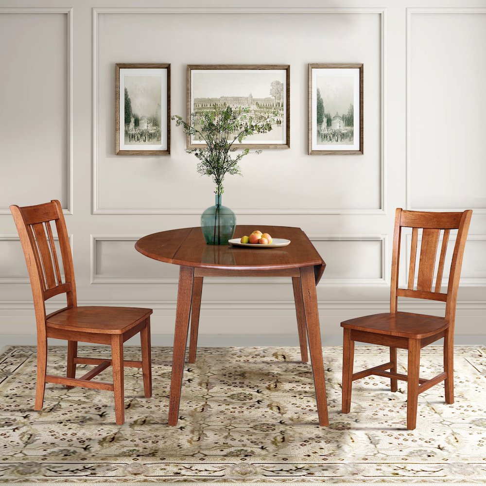 Set of 3 pcs - 42" Round Dual Drop Leaf Table with 2 RTA chairs
