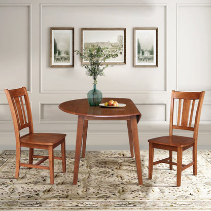 Set of 3 pcs - 42" Round Dual Drop Leaf Table with 2 RTA chairs