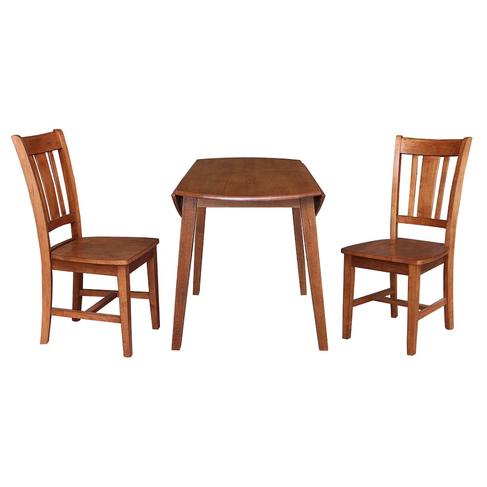 Set of 3 pcs - 42" Round Dual Drop Leaf Table with 2 RTA chairs