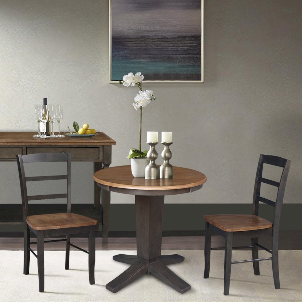 30 in Round Top Pedestal Dining Table with 2 Dining Chairs - 3 Piece Set