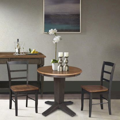 30 in Round Top Pedestal Dining Table with 2 Dining Chairs - 3 Piece Set
