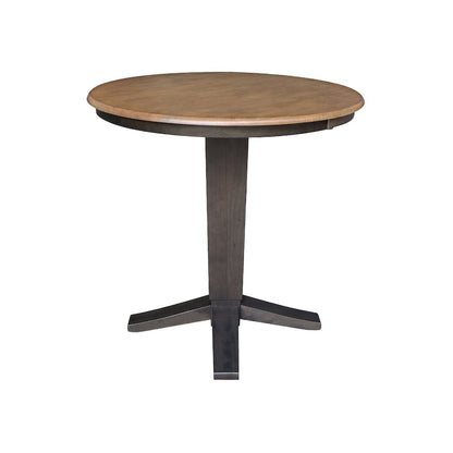 36 in Round Top Counter Height Pedestal Dining Table in Hickory/Washed Coal