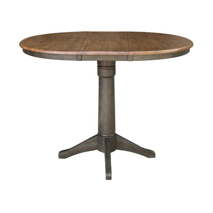 Set of 5 pcs - 36" Round Extension Dining table with 4, San Remo counterheight stools