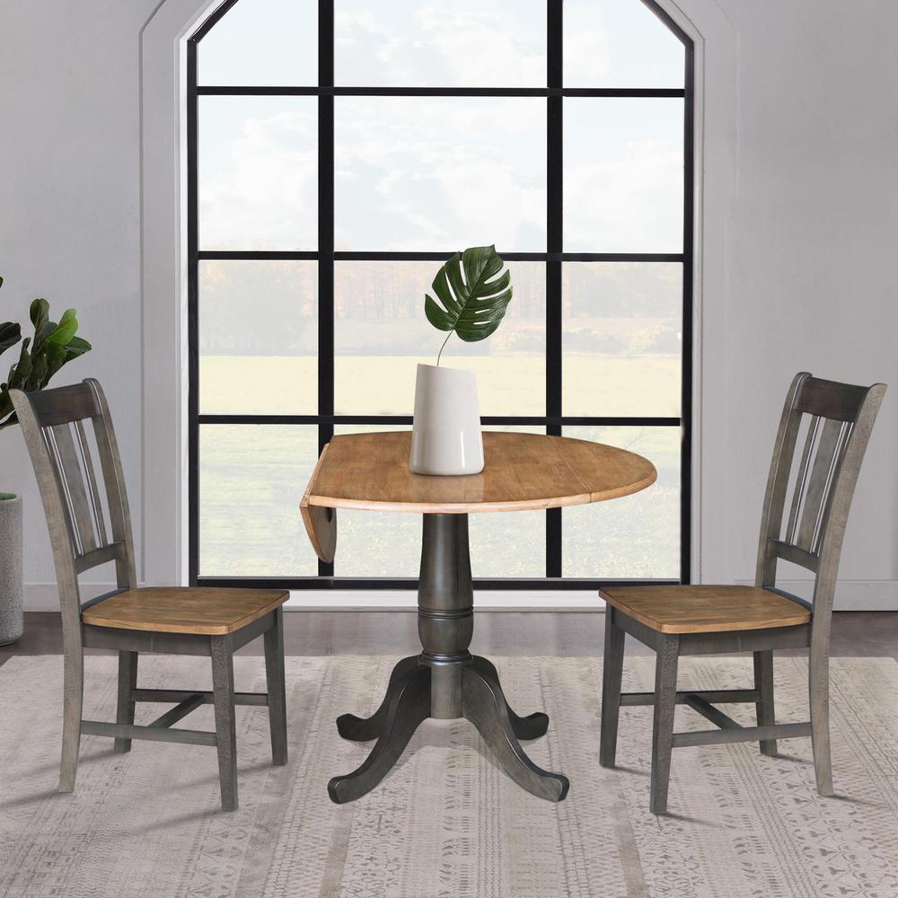 42 in. Round Dual Drop Leaf Dining Table with 2 Splatback Chairs