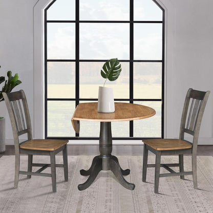 42 in. Round Dual Drop Leaf Dining Table with 2 Splatback Chairs