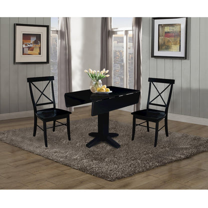 Set of 3 pcs - 36" Square Dual drop leaf dining table with 2 RTA chairs