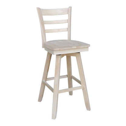 Bar Height Table With 2 Ladder Back Swivel Bar Stools - 30 in. Seat Height