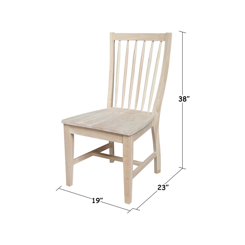Set of Two Solid Wood Audrey Dining Chairs, Unfinished