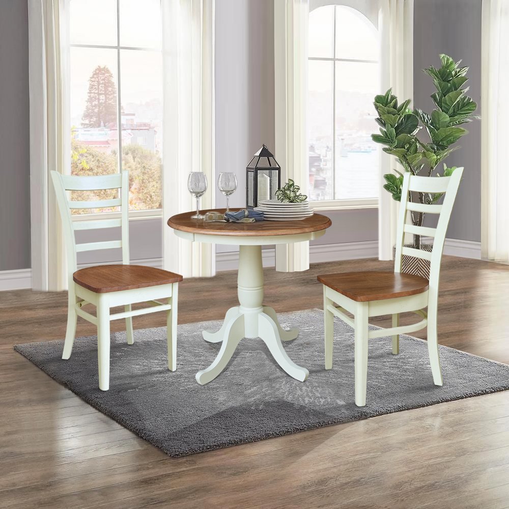 30" Round Top Pedestal Dining Table with 2 Dining Chairs