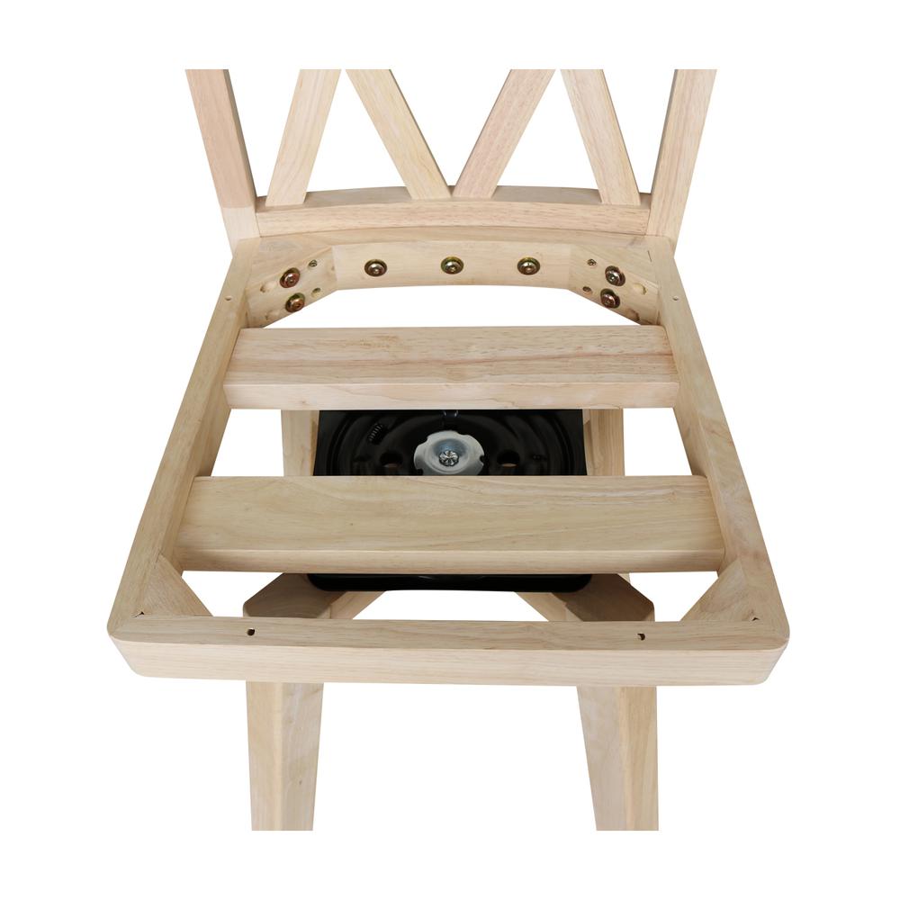 Double "X" Back Bar height Stool - With Swivel And Auto Return - 30" Seat Height , Unfinished