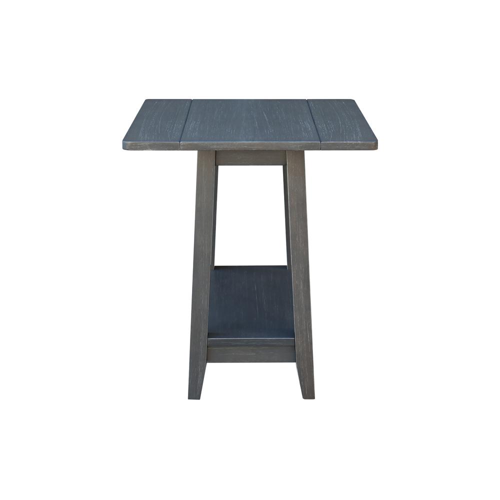 Solid Wood Square Drop Leaf Side Table in Antique Washed Heather Gray