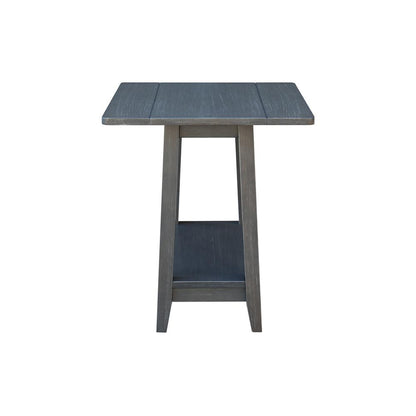 Solid Wood Square Drop Leaf Side Table in Antique Washed Heather Gray