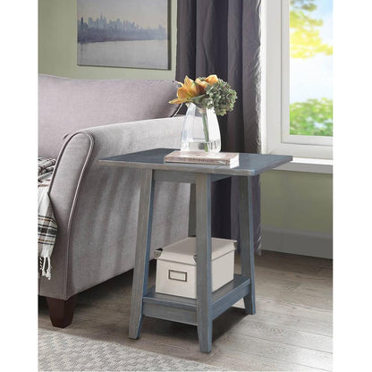 Solid Wood Square Drop Leaf Side Table in Antique Washed Heather Gray