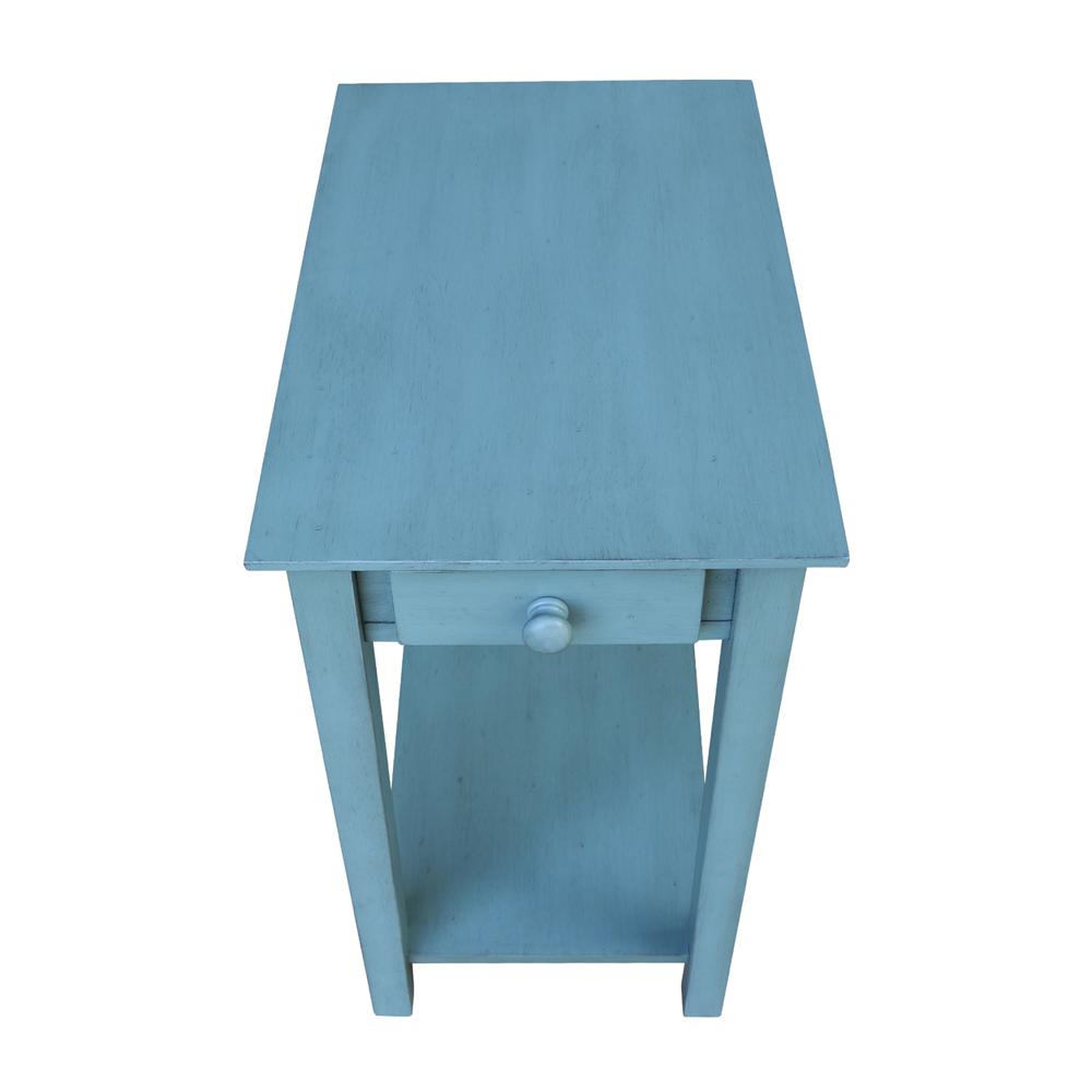 Narrow End Table, Ocean blue - antique rubbed