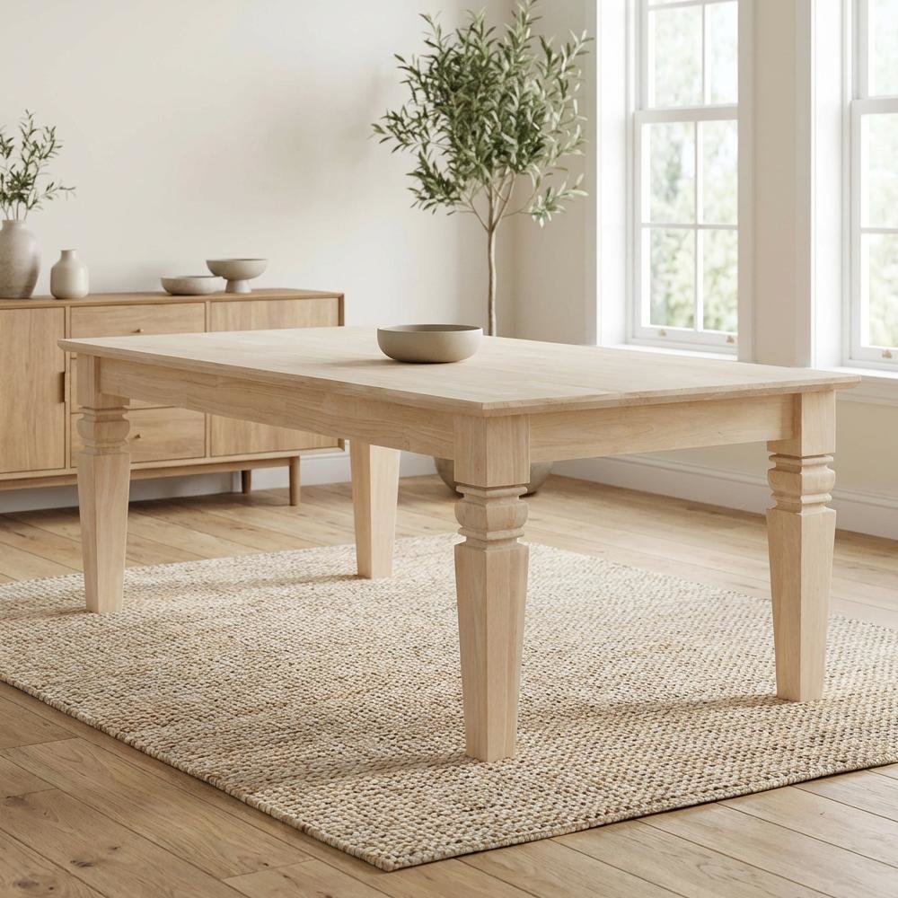 Unfinished Hardwood Coffee Table with Durable Construction and Easy Maintenance
