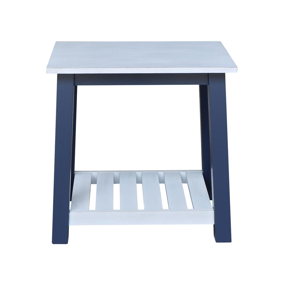Surrey End Table, Blue/antiqued chalk