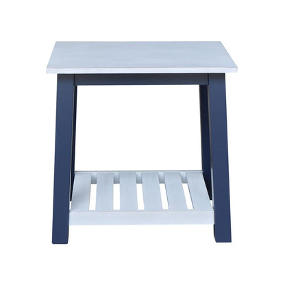 Surrey End Table, Blue/antiqued chalk