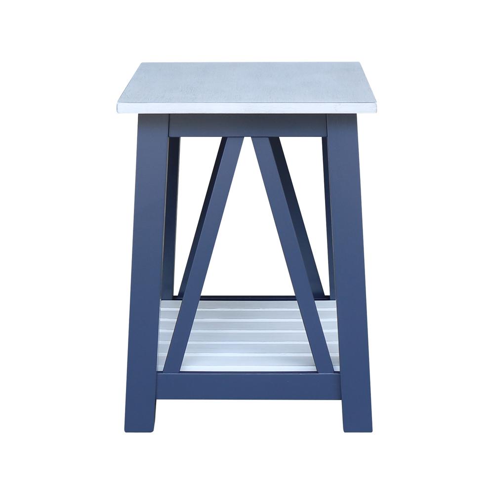 Surrey End Table, Blue/antiqued chalk
