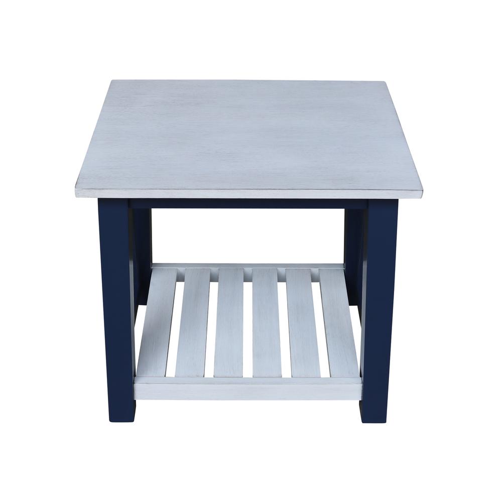 Surrey End Table, Blue/antiqued chalk