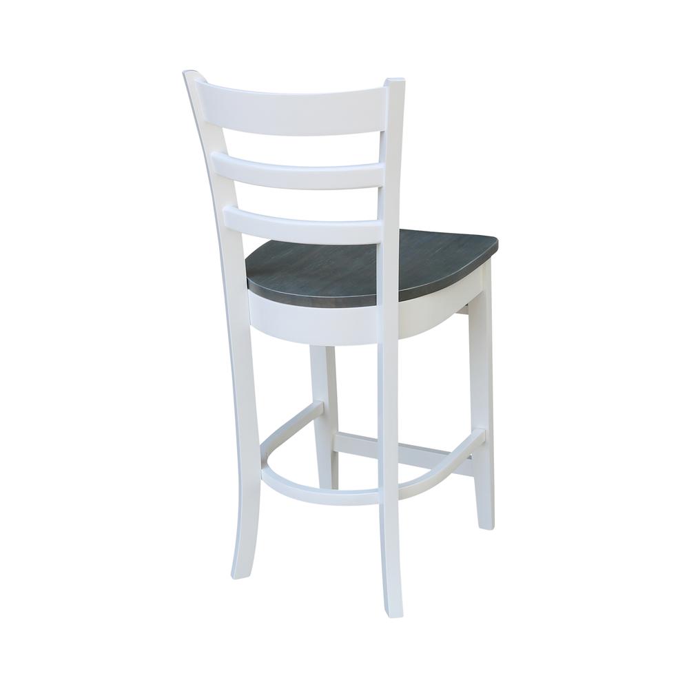Emily Counterheight Stool - 24" Seat Height, White/Heather Gray