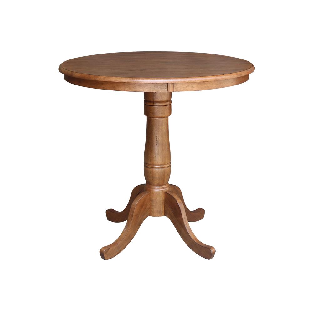 36" Round Pedestal Gathering Height Table with 2 X-Back Counter Height Stools