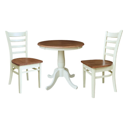 30" Round Top Pedestal Dining Table with 2 Dining Chairs