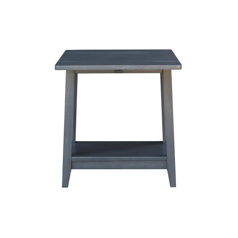 Solid Wood Square Drop Leaf Side Table in Antique Washed Heather Gray