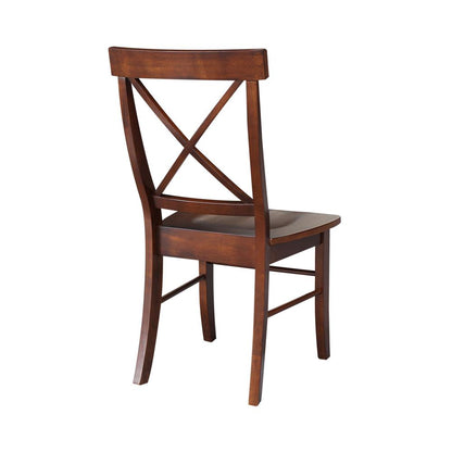 Set of Two X-Back Chairs  with Solid Wood Seats , Espresso