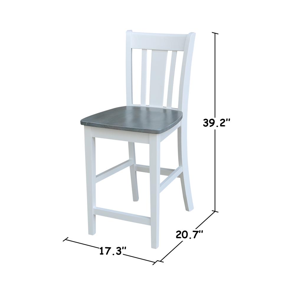 San Remo Counterheight Stool - 24" Seat Height, White/Heather Gray