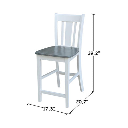 San Remo Counterheight Stool - 24" Seat Height, White/Heather Gray