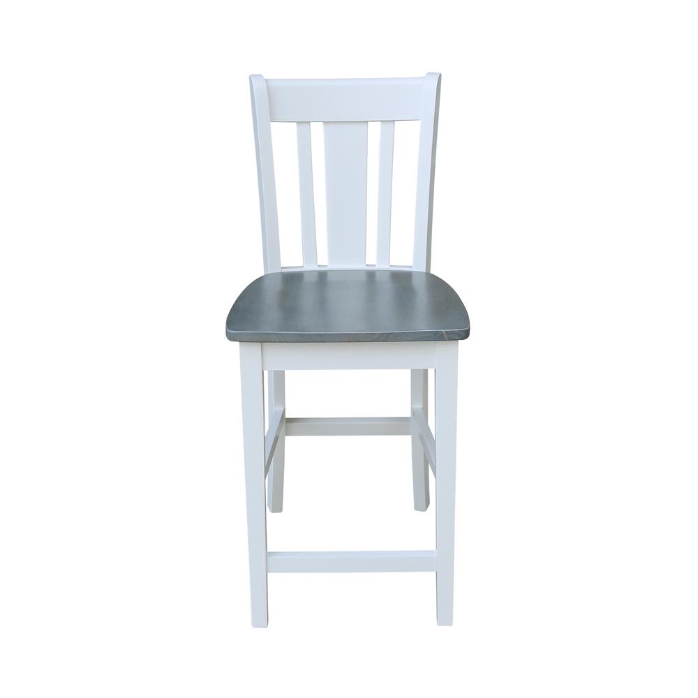San Remo Counterheight Stool - 24" Seat Height, White/Heather Gray