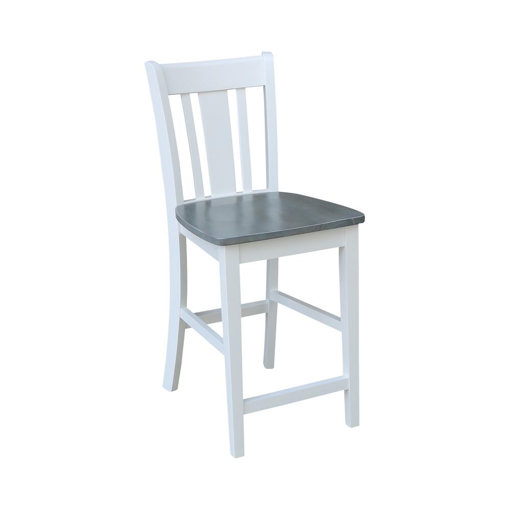 San Remo Counterheight Stool - 24" Seat Height, White/Heather Gray