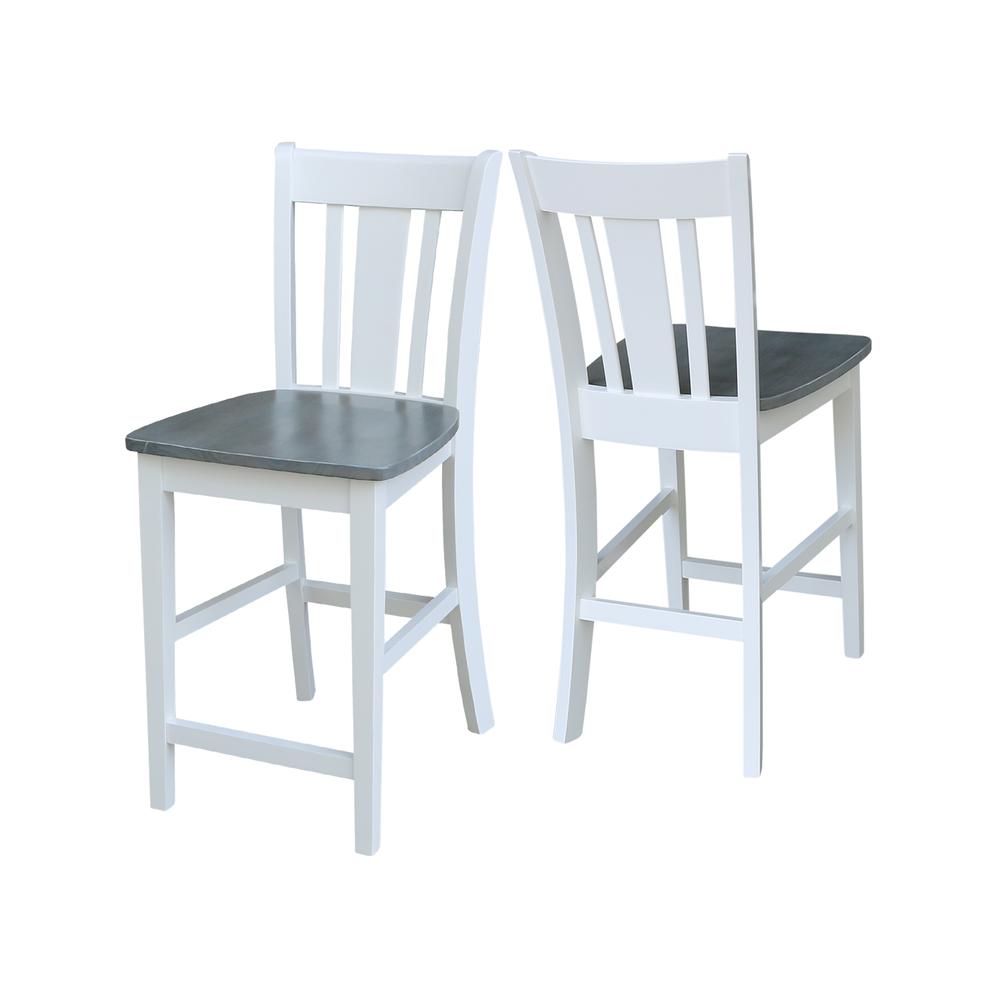 San Remo Counterheight Stool - 24" Seat Height, White/Heather Gray