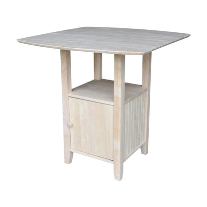 Dual Drop Leaf Bistro Table - Bar Height - With Storage, Unfinished