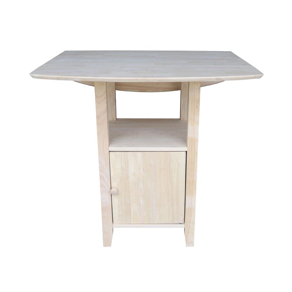 Dual Drop Leaf Bistro Table - Bar Height - With Storage, Unfinished