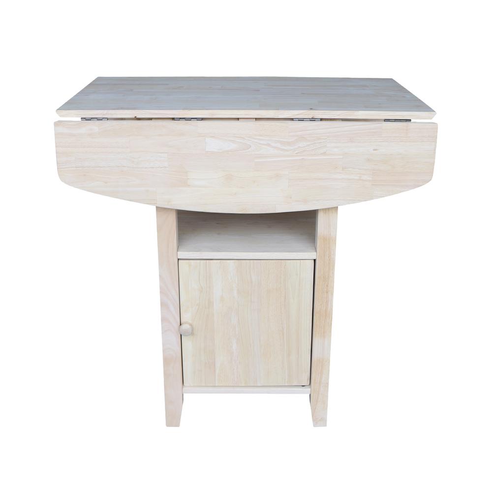 Dual Drop Leaf Bistro Table - Bar Height - With Storage, Unfinished
