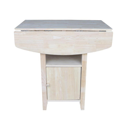 Dual Drop Leaf Bistro Table - Bar Height - With Storage, Unfinished