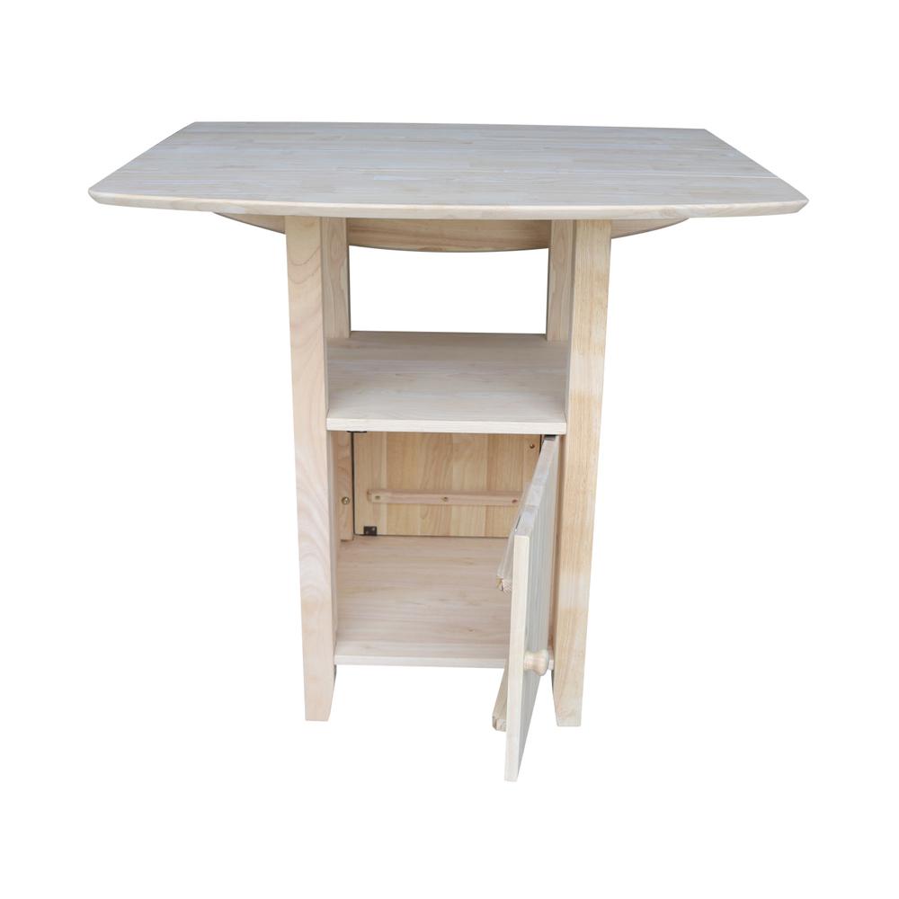 Dual Drop Leaf Bistro Table - Bar Height - With Storage, Unfinished