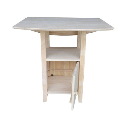 Dual Drop Leaf Bistro Table - Bar Height - With Storage, Unfinished