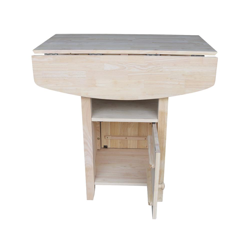 Dual Drop Leaf Bistro Table - Bar Height - With Storage, Unfinished