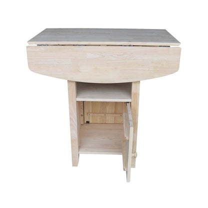 Dual Drop Leaf Bistro Table - Bar Height - With Storage, Unfinished